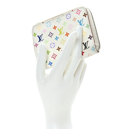 Louis Vuitton Monogram Multicolor Zippy Coin Purse Wallet White Litchi 2 of 7