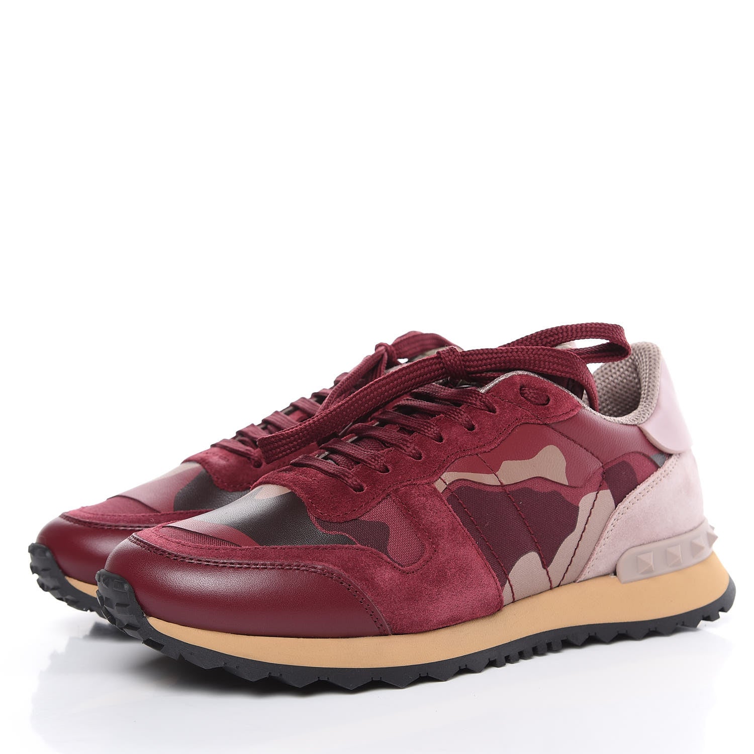 Valentino Garavani Nappa Fabric Suede Camouflage Womens Rockrunner Sneakers 36.5 Multicolor Rubin 3 of 9