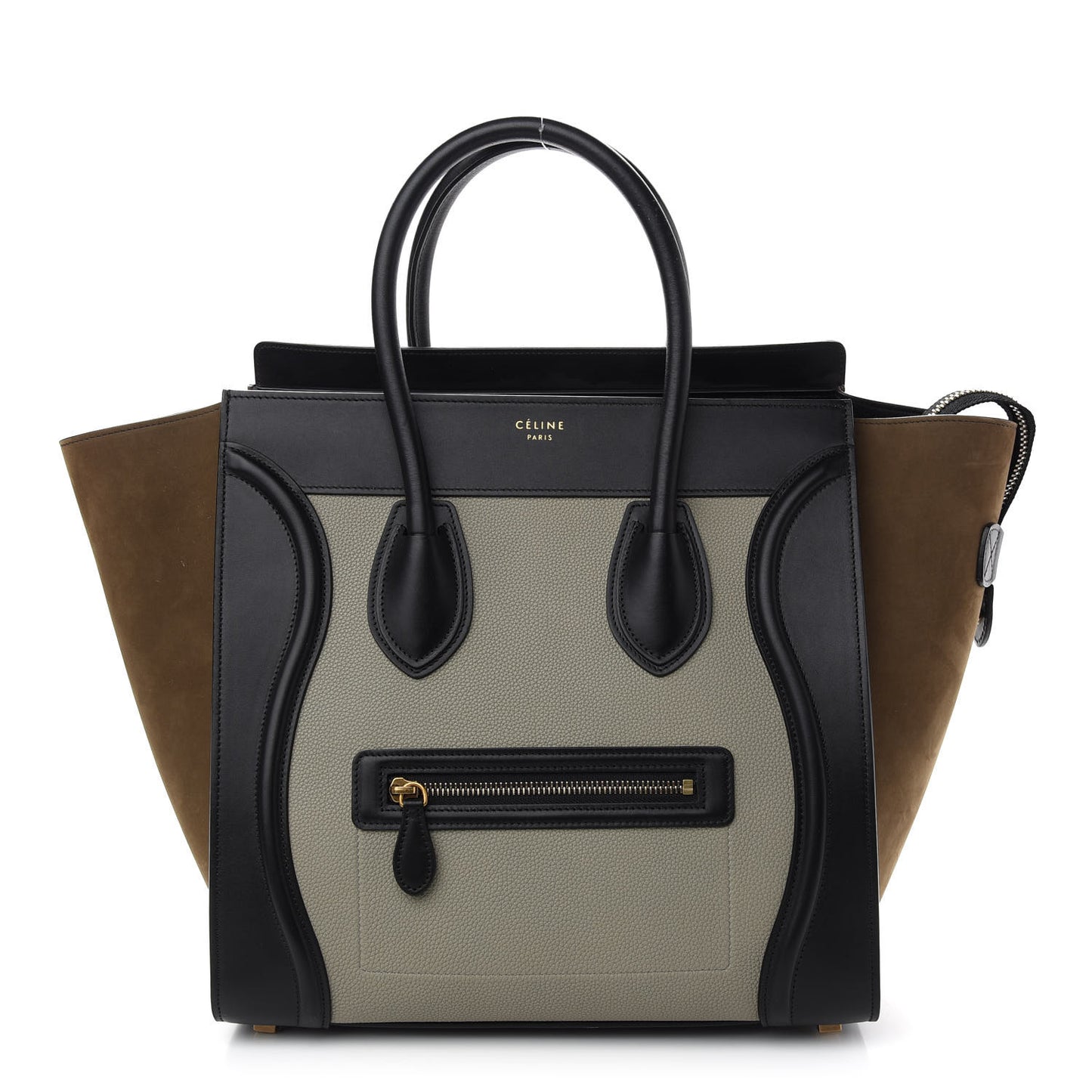 Baby Grained Calfskin Suede Mini Tri-Color Luggage Stone