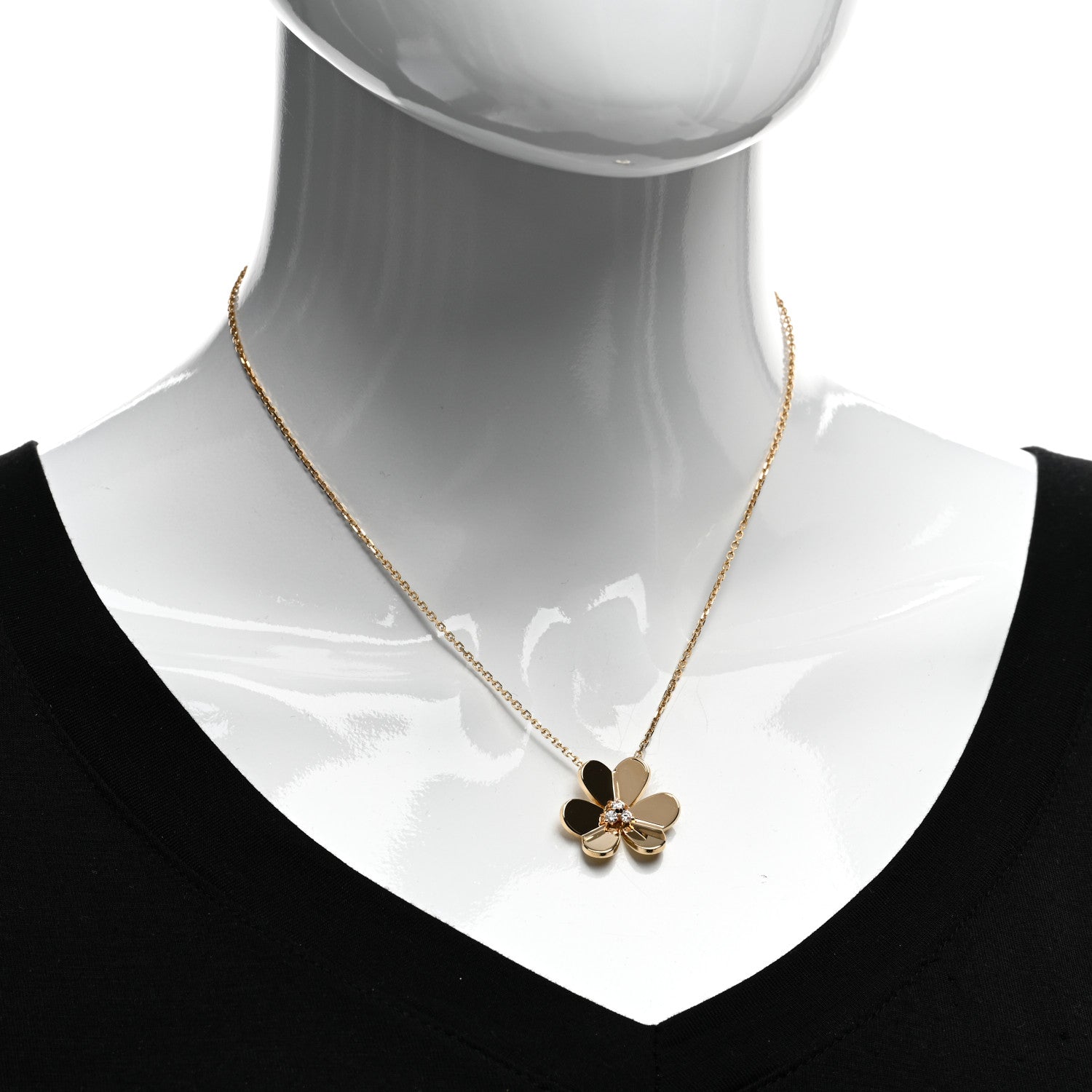 Van Cleef & Arpels 18K Yellow Gold Diamond Large Frivole Pendant Necklace 2 of 5
