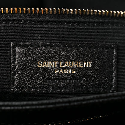 Saint Laurent Grain de Poudre Matelasse Chevron Medium Tribeca Shopping Bag Black 7 of 10