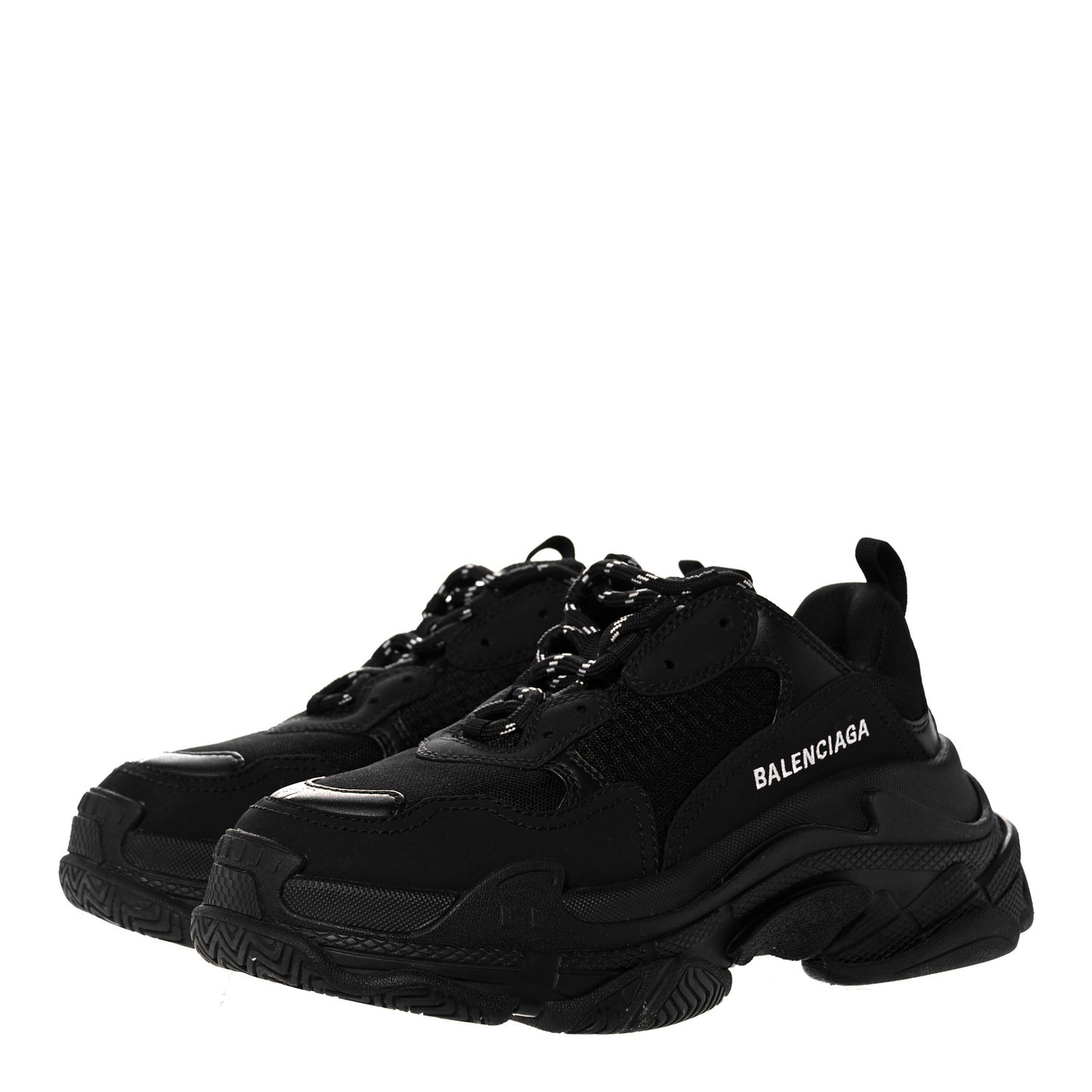 Fabric Mesh Womens Triple S Sneakers 37 Black