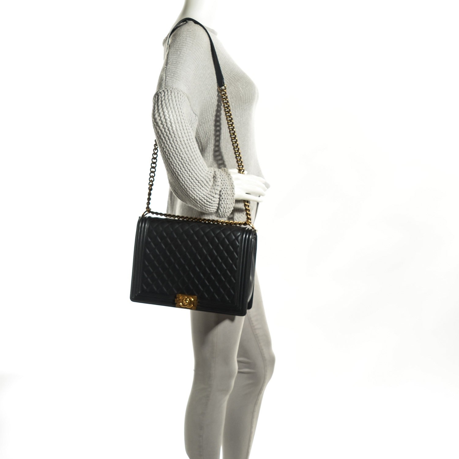 Chanel Lambskin Quilted Large Boy Flap Black 2 of 8