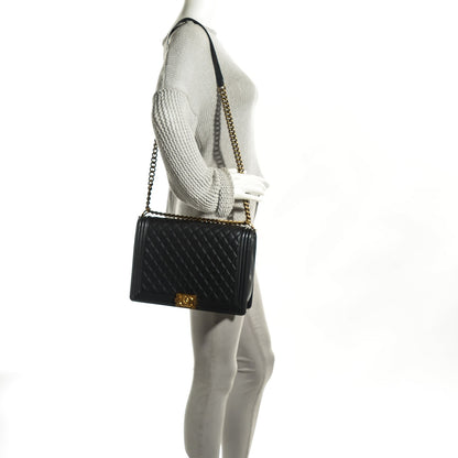 Chanel Lambskin Quilted Large Boy Flap Black 2 of 8