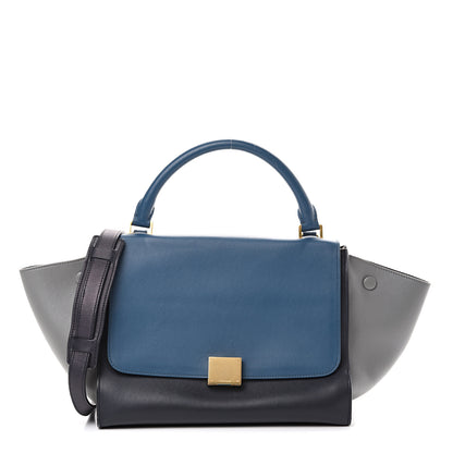 Celine Smooth Calfskin Medium Tri-Color Trapeze Metallic Blue 1 of 15