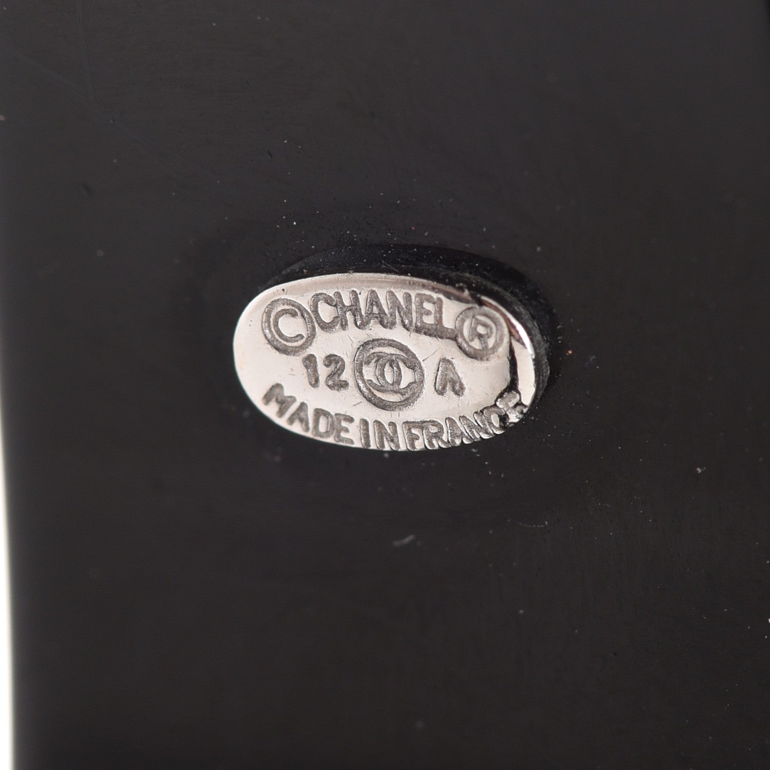 Chanel Resin Crystal CC Bangle Bracelet Black 4 of 5