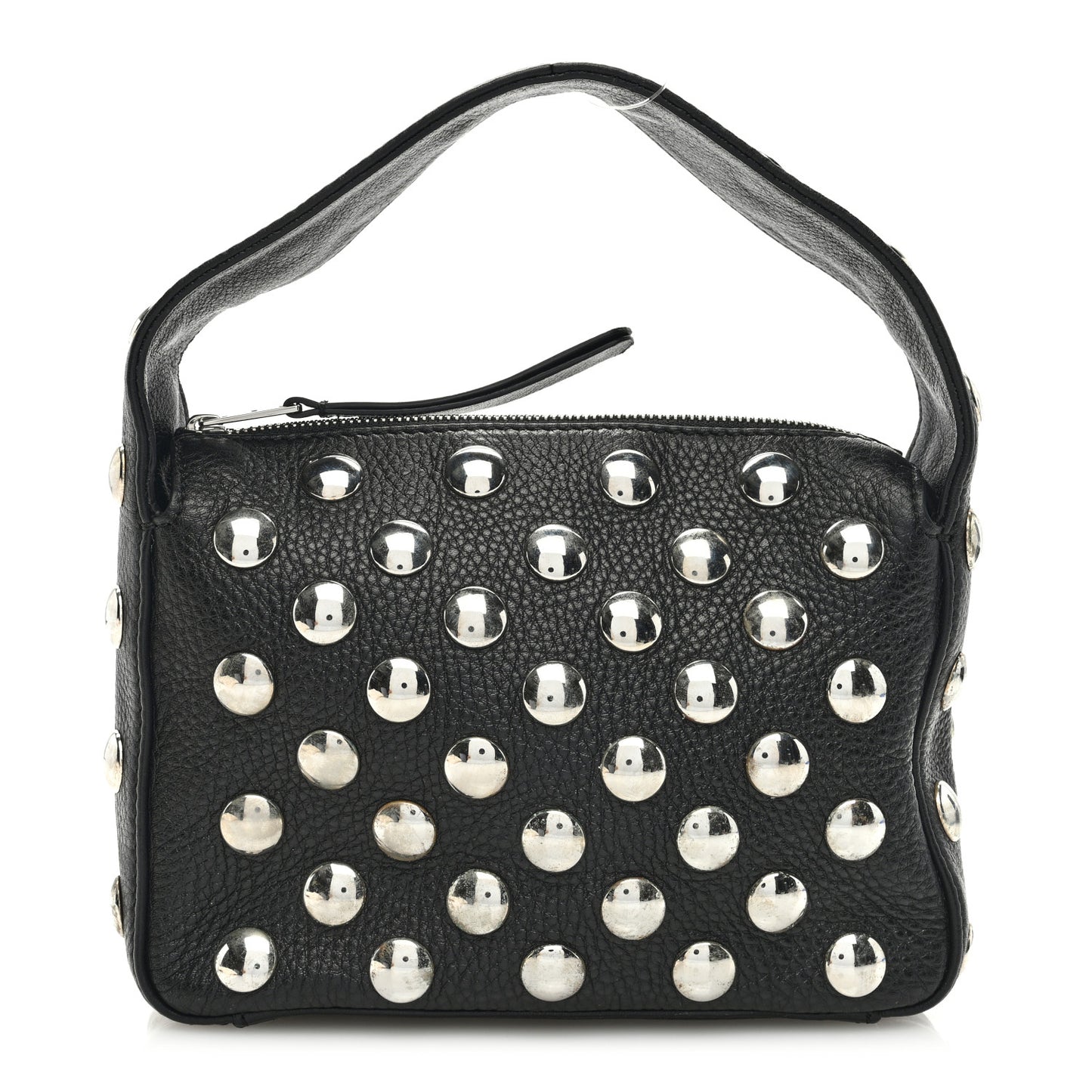 Pebbled Sport Calfskin Studded Small Elena Black