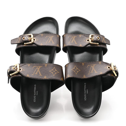 Louis Vuitton Monogram Bom Dia Mule Sandals 38.5 Black 2 of 9