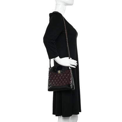 Chanel Patent Calfskin Quilted Mini 31 Shopping Bag Burgundy Black 2 of 11