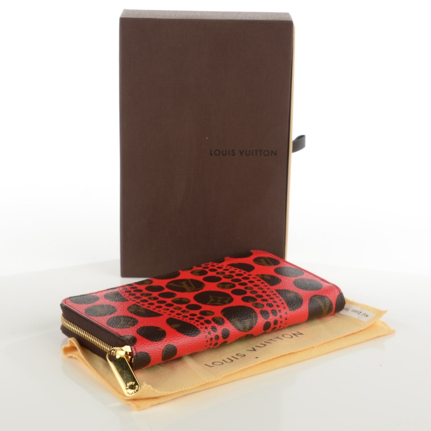 Louis Vuitton Monogram Kusama Pumpkin Dots Zippy Wallet Red 4 of 7