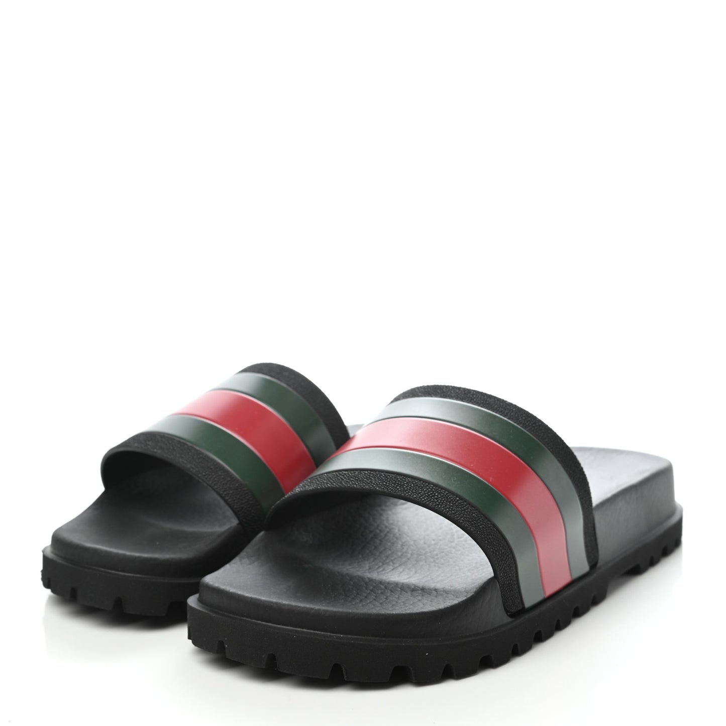 Rubber Web Mens Lug Sole Slide Sandals 6 Black Green Red