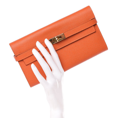 Hermes Epsom Kelly Longue Wallet Orange 2 of 10
