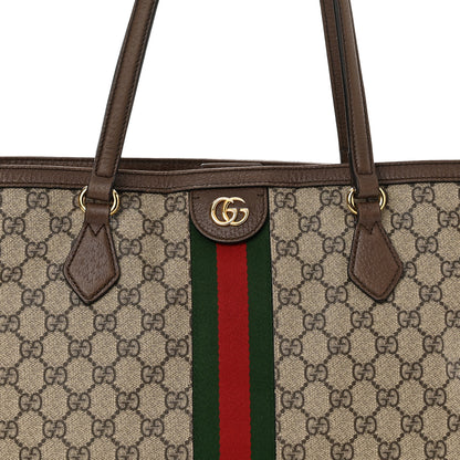 Gucci GG Supreme Monogram Textured Calfskin Web Medium Ophidia Shopping Tote Beige Ebony New Acero 8 of 11
