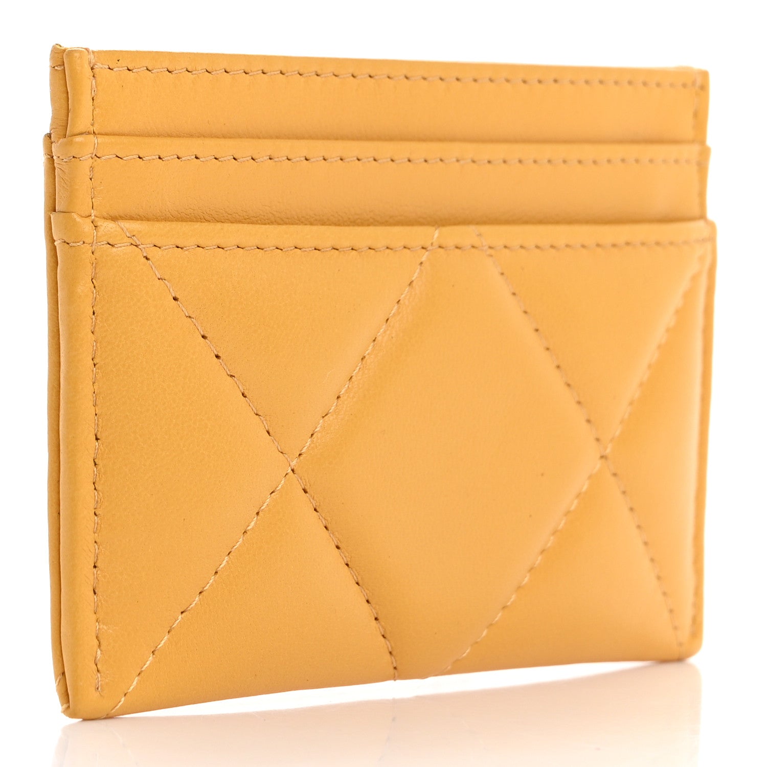 Chanel Lambskin Quilted Chanel 19 Card Holder Yellow 3 of 9