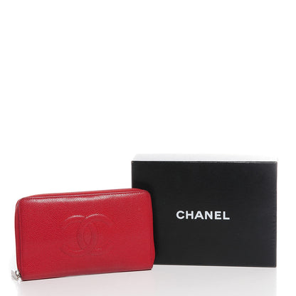 Chanel Caviar CC Timeless Large Zip Around Wallet Red 9 of 9