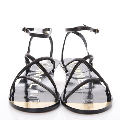 Chanel Lambskin Wedge Sandals 38 Black 2 of 10