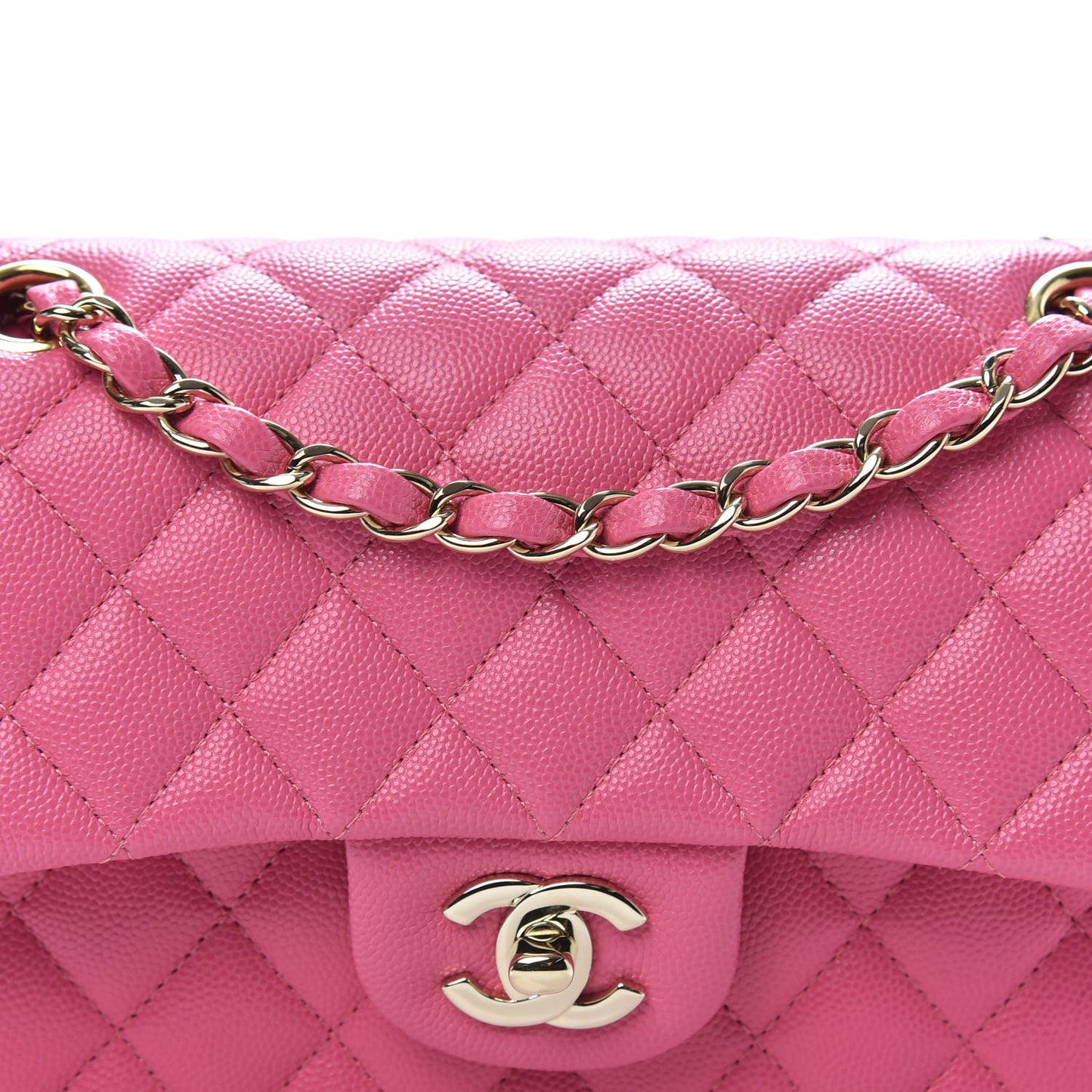 Caviar Quilted Small Double Flap Pink