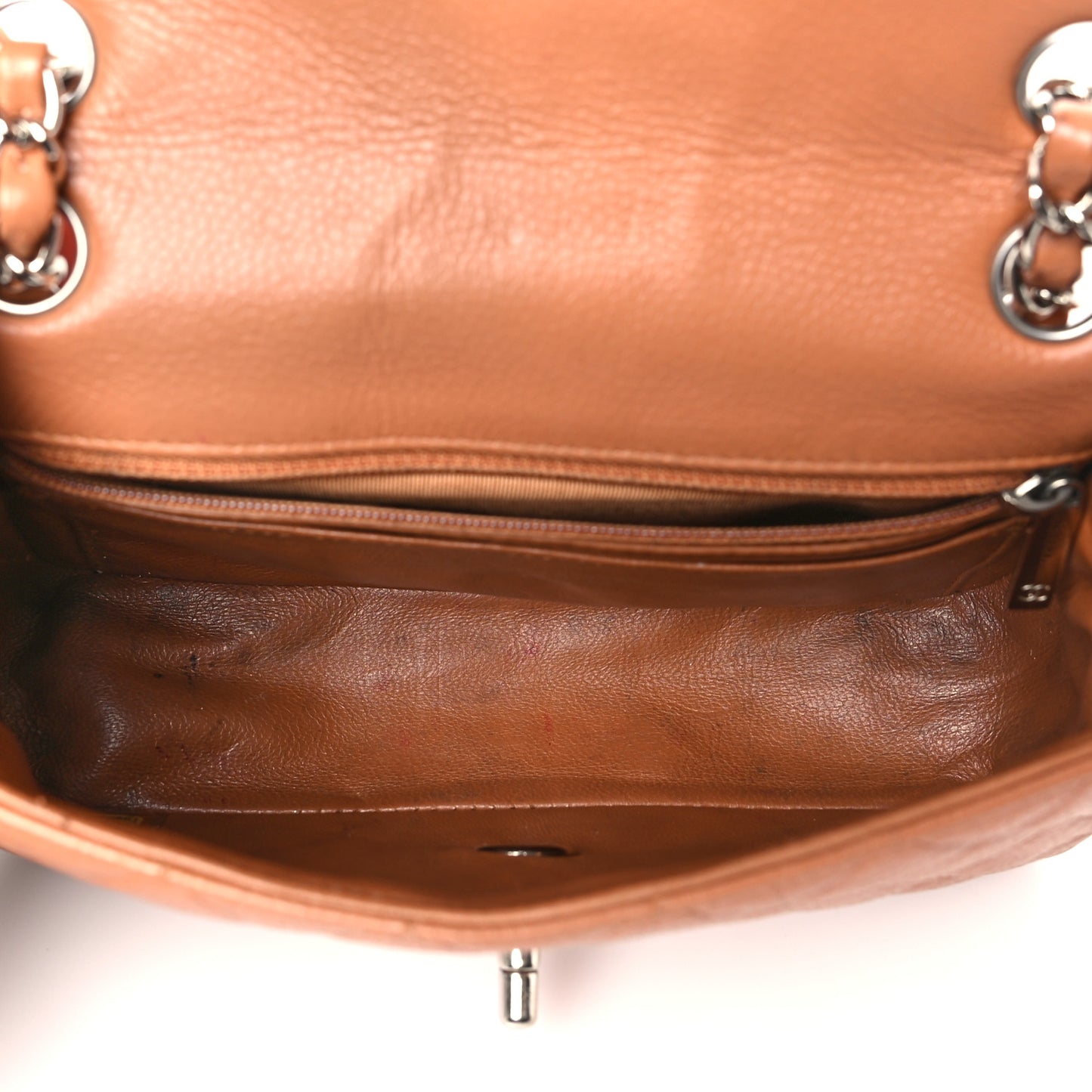 Caviar Quilted Mini Rectangular Flap Light Brown