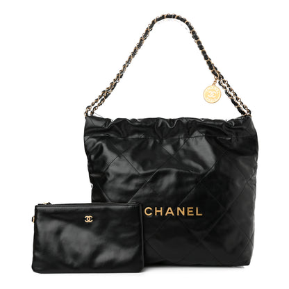 Chanel Shiny Calfskin Quilted Small Chanel 22 Black 1 of 11