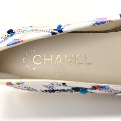 Chanel Tweed Grosgrain CC Espadrilles 38 White Blue Pink Green Black 7 of 8