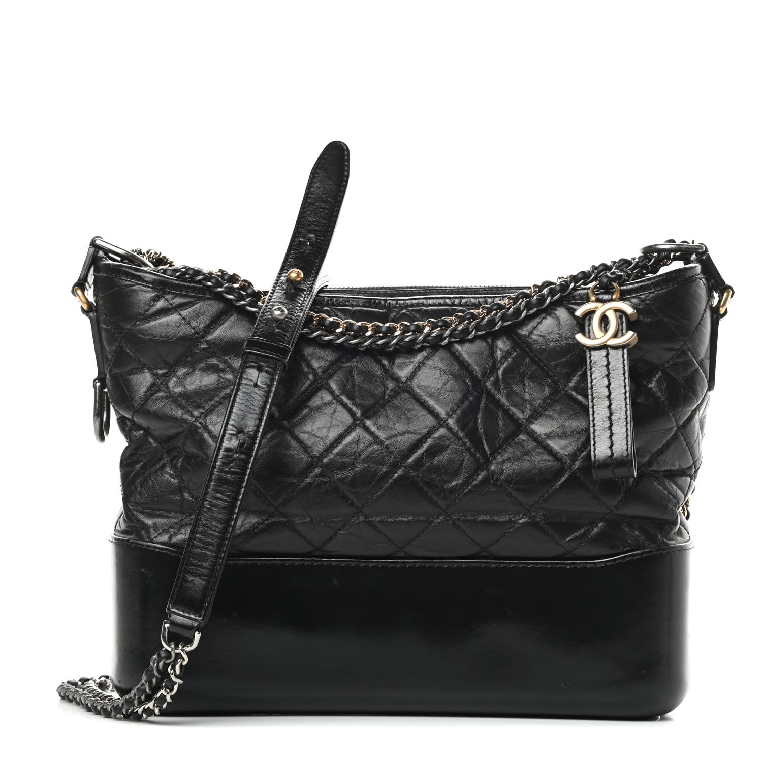 Chanel Aged Calfskin Quilted Medium Gabrielle Hobo Black 1 of 16