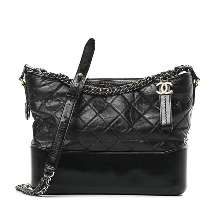Chanel Aged Calfskin Quilted Medium Gabrielle Hobo Black 1 of 16