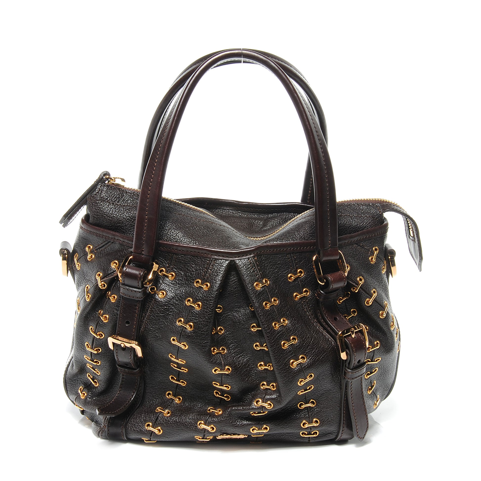 Burberry Leather Metal Stitch Lowry Chocolate 1 of 7