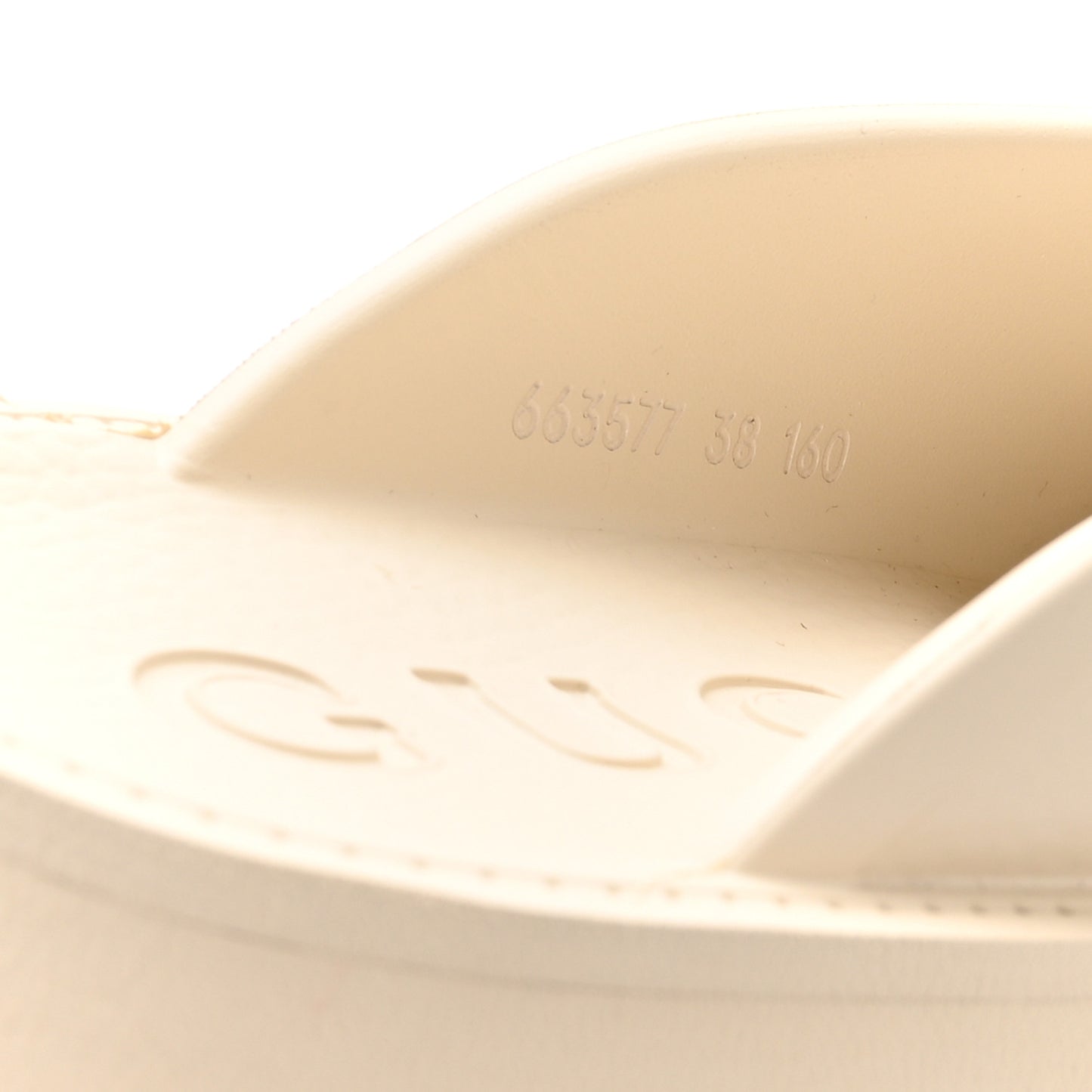 Rubber GG Monogram Perforated Elea Platform 55mm Lug Sole Sandals 38 Mystic White