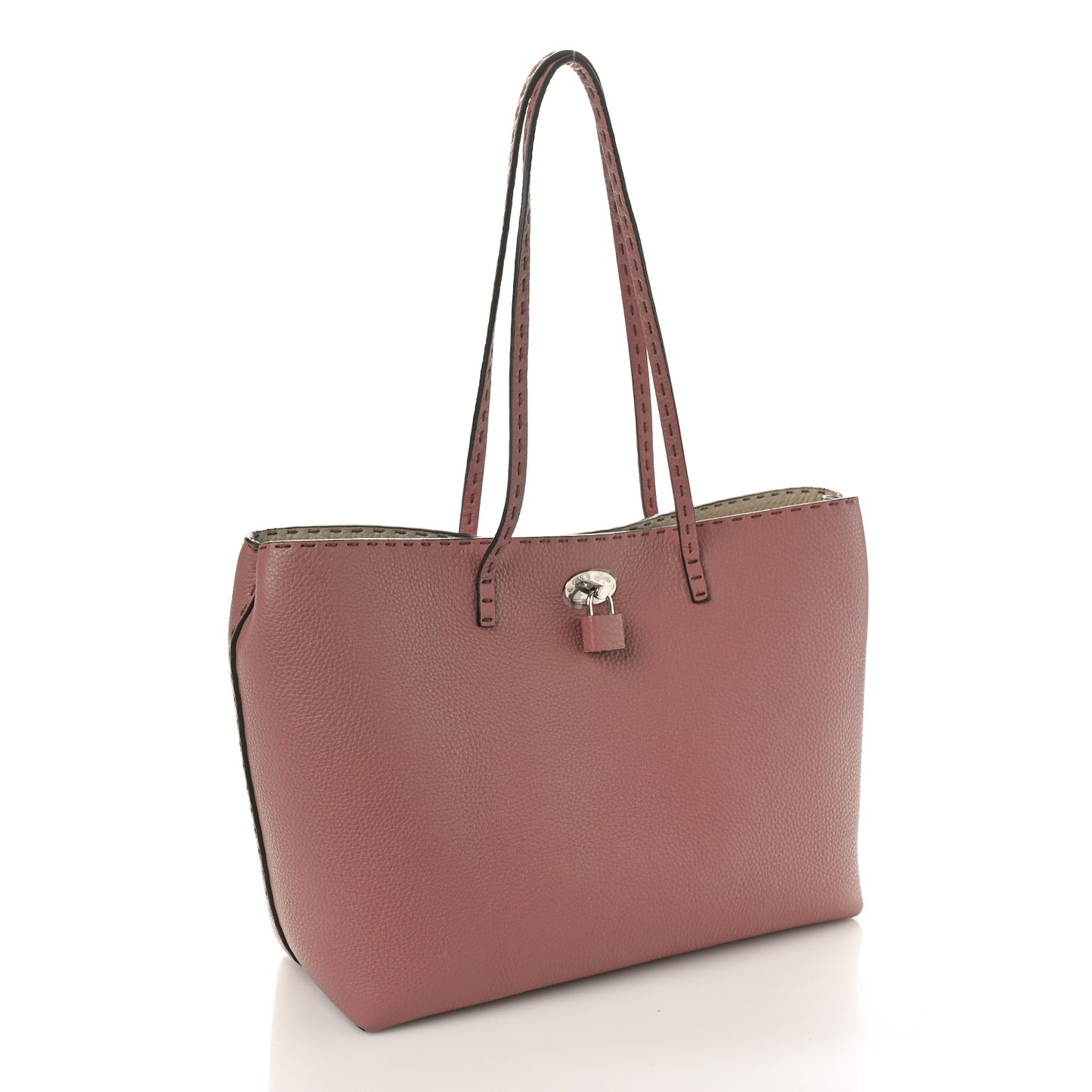 Cuoio Romano Selleria Bi-Color Carla Shopping Tote English Rose Camelia