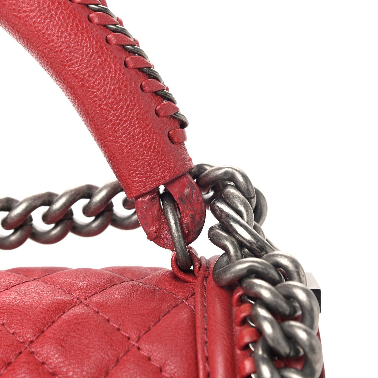 Chanel Calfskin Quilted New Medium Boy Top Handle Flap Red 6 of 14