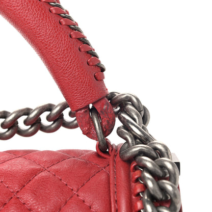 Chanel Calfskin Quilted New Medium Boy Top Handle Flap Red 6 of 14