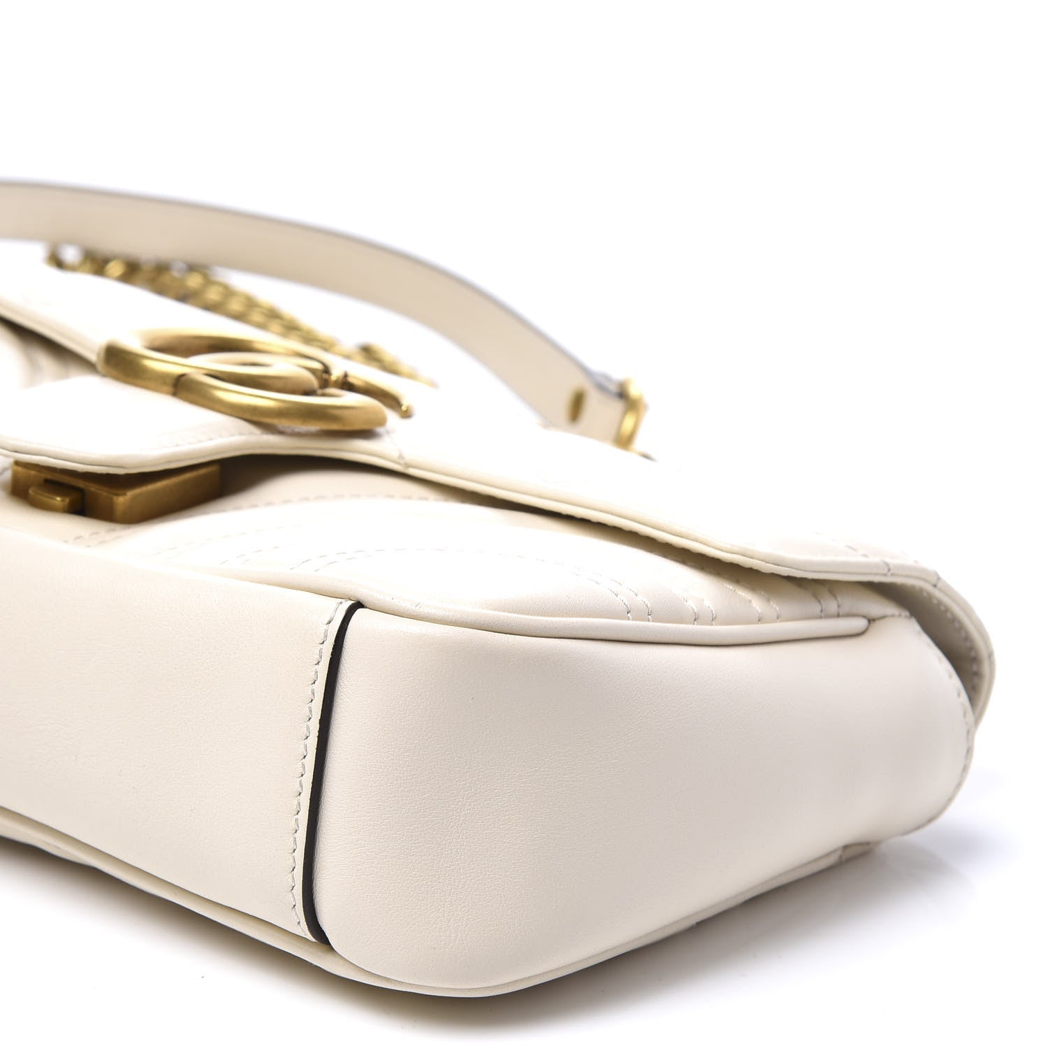 Gucci Calfskin Matelasse Mini GG Marmont Shoulder Bag White 9 of 11