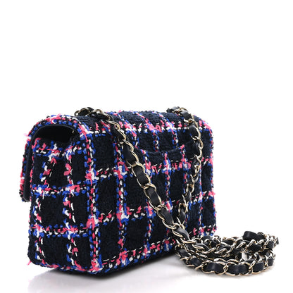 Chanel Tweed Quilted Mini Rectangular Flap Navy Red Blue White 3 of 10
