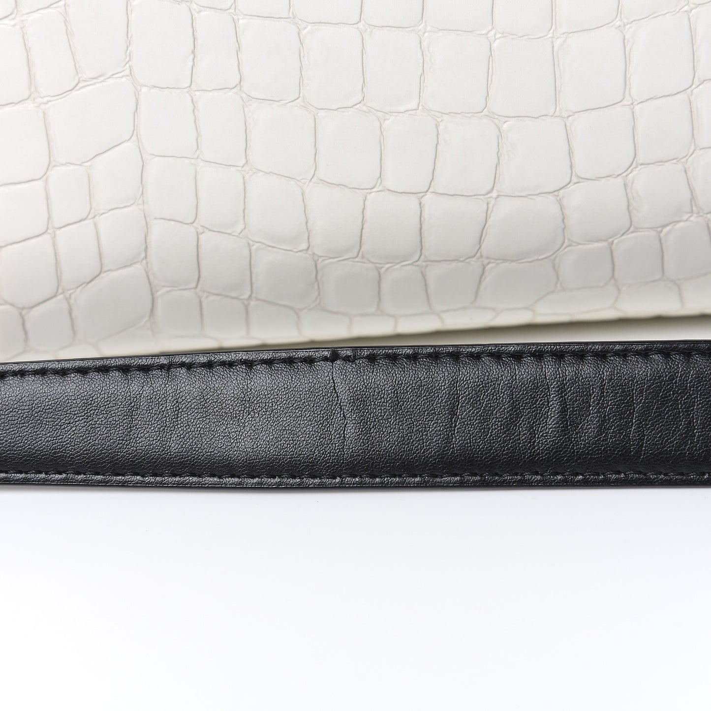 Faux Leather Crocodile Embossed Mini Falabella Box Top Handle Bag White