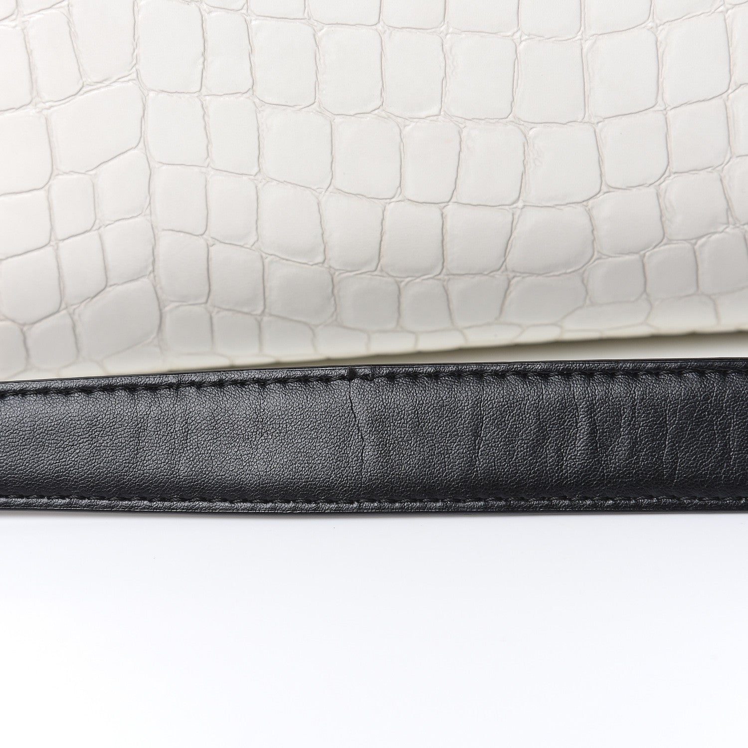 Stella McCartney Faux Leather Crocodile Embossed Mini Falabella Box Top Handle Bag White 10 of 13