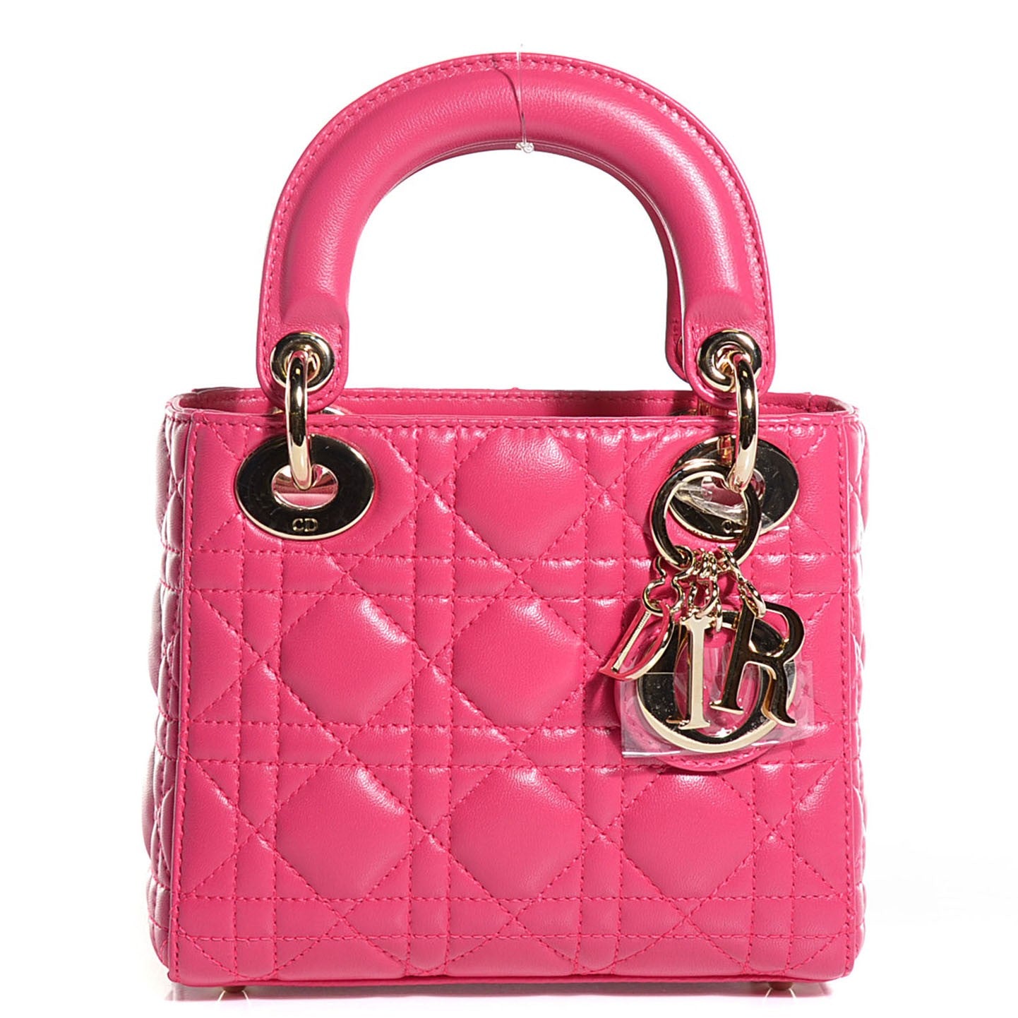 Lambskin Cannage Mini Lady Dior Hot Pink