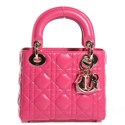 Christian Dior Lambskin Cannage Mini Lady Dior Hot Pink 1 of 10