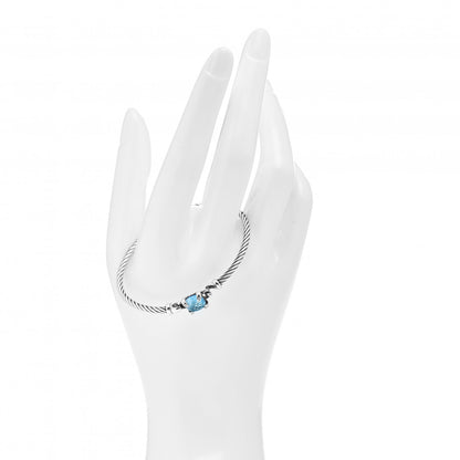 David Yurman Sterling Silver Blue Topaz Diamond 8mm Chatelaine Bracelet 2 of 4