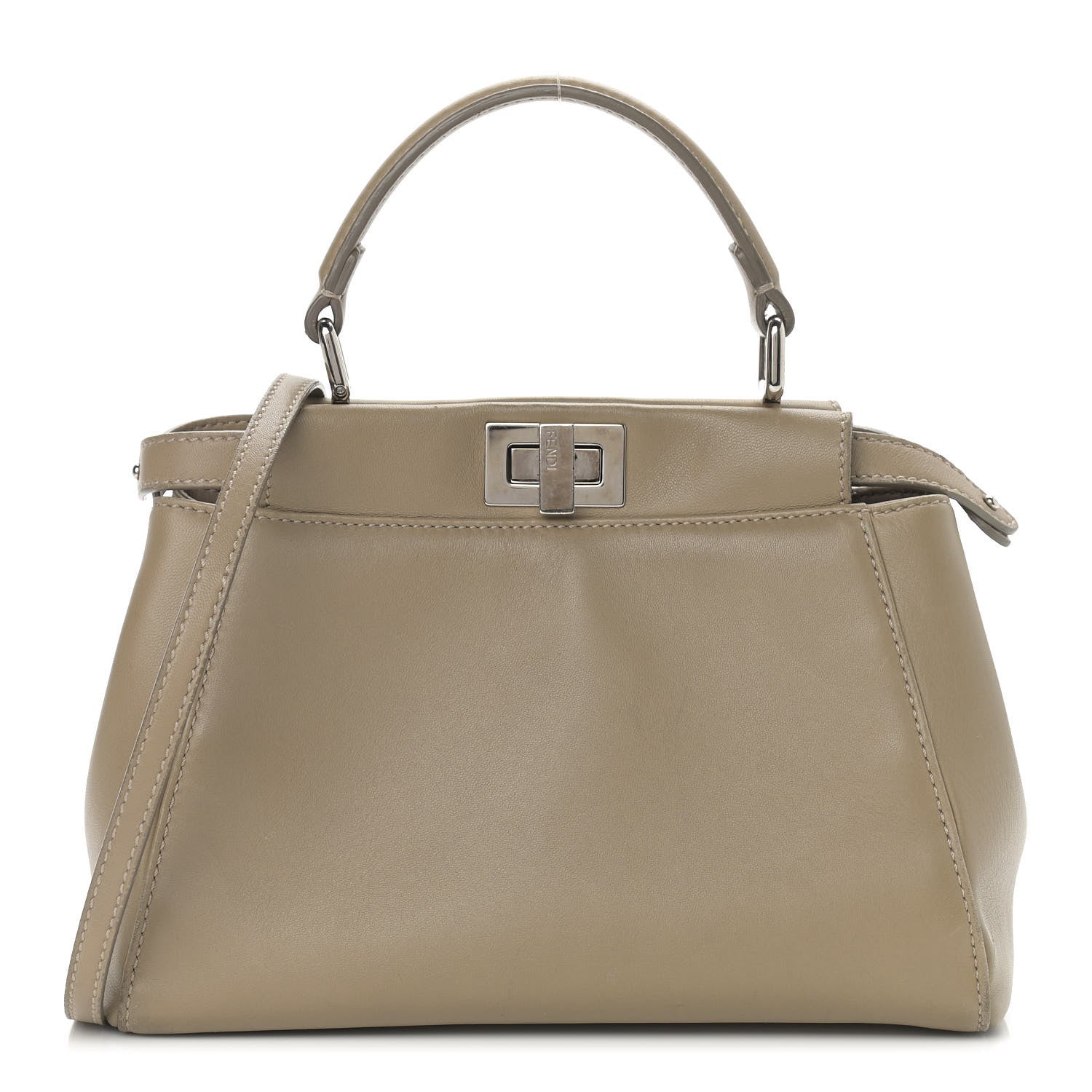 Fendi Nappa Mini Peekaboo Iconic Satchel Tortora 1 of 14