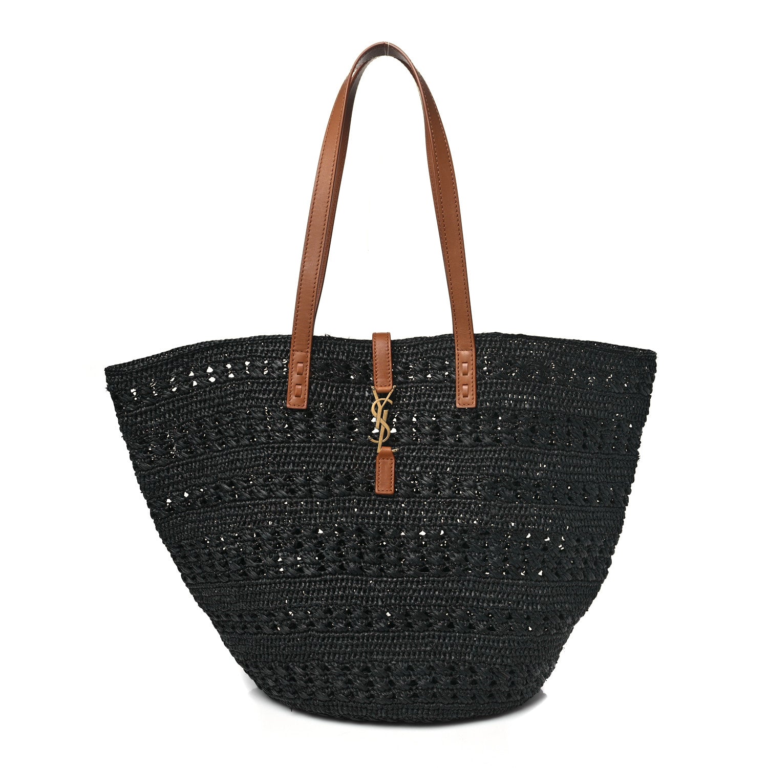 Saint Laurent Raffia Calfskin Medium Panier Tote Black 1 of 11