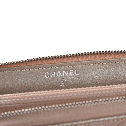 Chanel Metallic Caviar Chevron Quilted Small Zip Around Wallet Light Gold 7 of 9