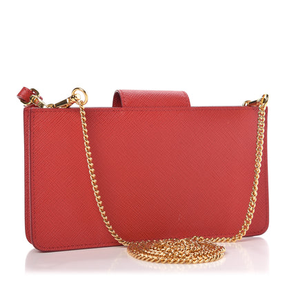 Prada Saffiano Metal Phone Wristlet Crossbody Wallet Rosso 3 of 9