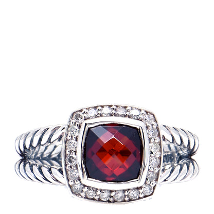David Yurman Sterling Silver Diamond Garnet 7mm Petite Albion Ring 54 7 1 of 6