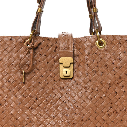 Bottega Veneta Ostrich Intrecciato Large Capri Tote Noce 7 of 9