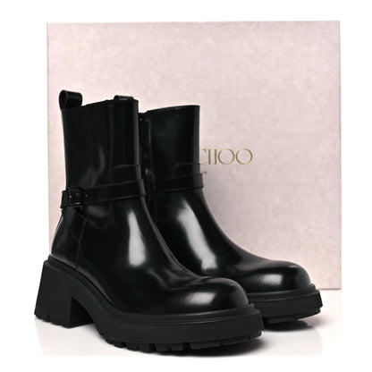 Jimmy Choo Calfskin Conny Flat Combat Boots 40 Black 10 of 10
