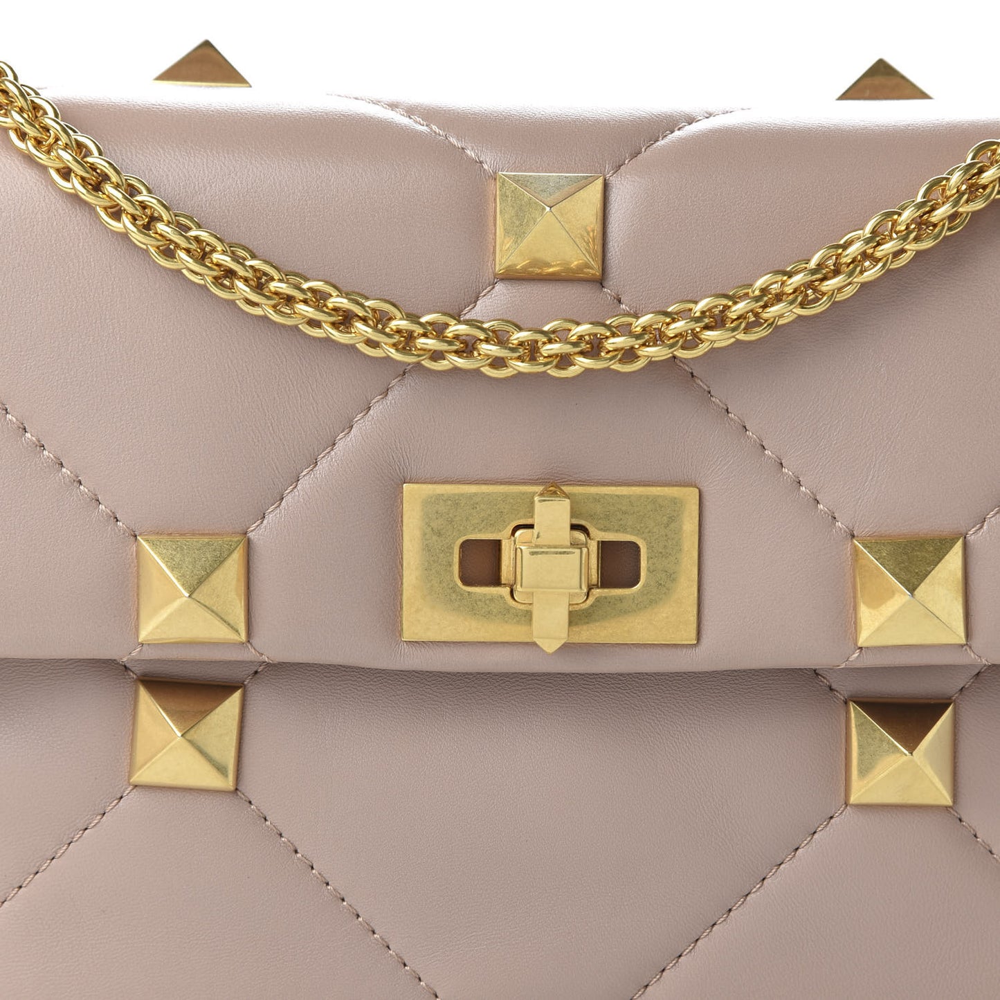 Nappa Large Roman Stud Shoulder Bag Rose Cannelle