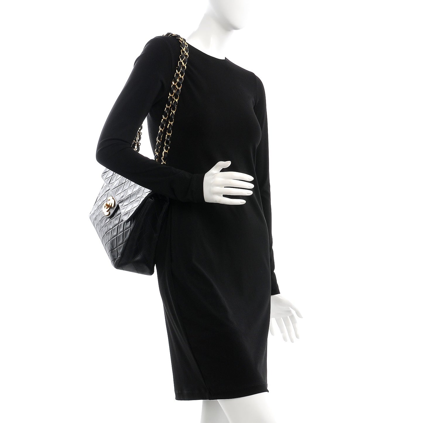 Lambskin Quilted XL Jumbo Single Flap Black