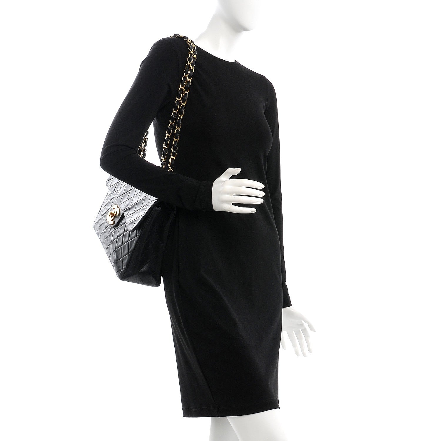 Chanel Lambskin Quilted XL Jumbo Single Flap Black 3 of 13