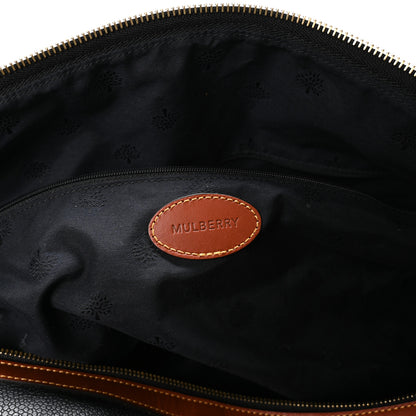 Mulberry Eco Scotchgrain Calfskin Heritage Day Clipper Medium Duffle Bag Black Cognac 5 of 11