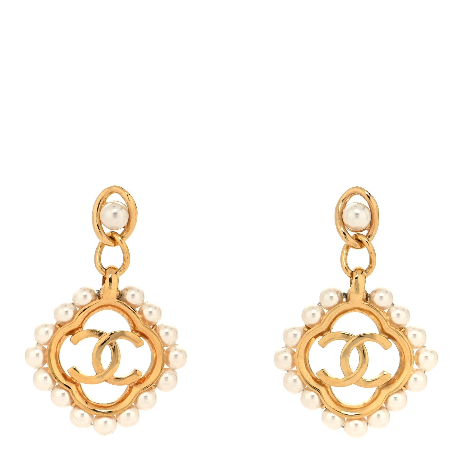 Chanel Pearl CC Drop Earrings Gold 1 of 4